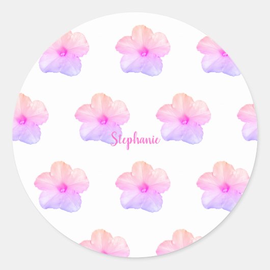 Roze Paarse Floral Birthday Weddenschap Aangepaste Ronde Sticker (Voorkant)