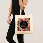Roze Paarse Floral Black Christelijke God is bij h Tote Bag (Voorkant (product))