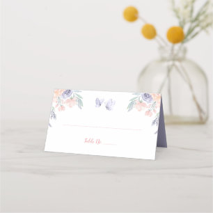 Roze Paarse Floral Butterfly Baby shower, gevouwen Plaatskaartje
