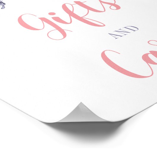 Roze Paarse Floral Butterfly Gifts & Kaarten Sign. Poster (Hoek)