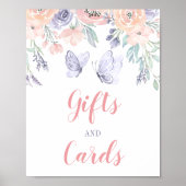 Roze Paarse Floral Butterfly Gifts & Kaarten Sign. Poster (Voorkant)