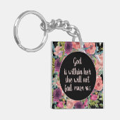Roze Paarse Floral Christelijke Bijbel Verse Sleutelhanger (Voorkant Links)