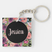 Roze Paarse Floral Christelijke Bijbel Verse Sleutelhanger (Achterkant)