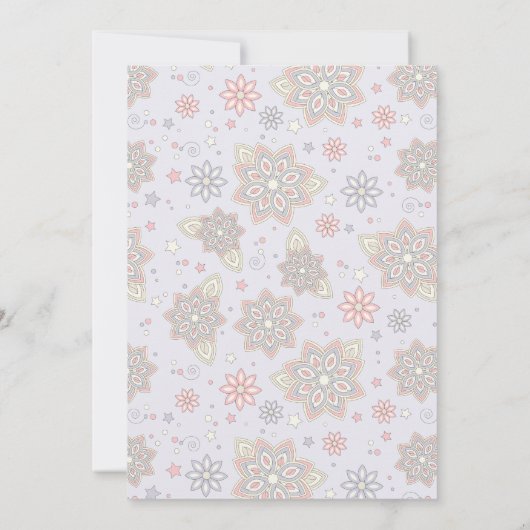 Roze Paarse Floral Cross Baptisme Kaart (Achterkant)