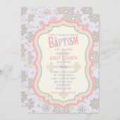 Roze Paarse Floral Cross Baptisme Kaart (Voorkant / Achterkant)