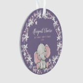 Roze Paarse Floral Elephant Girl 1 kerst Ornament (voorkant)