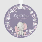 Roze Paarse Floral Elephant Girl 1 kerst Ornament (achterkant)