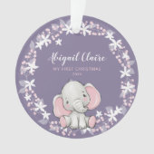 Roze Paarse Floral Elephant Girl 1 kerst Ornament (voorkant)
