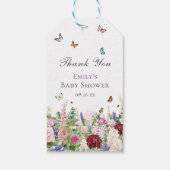 Roze Paarse Floral en Butterflies Waterverf Cadeaulabel (Achterkant)