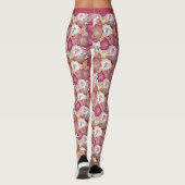  Roze Paarse Floral Flowers Yoga Leggings (Achterkant)