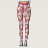  Roze Paarse Floral Flowers Yoga Leggings (Voorkant)
