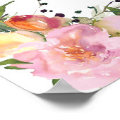 Roze Paarse Floral Green Leaves 50e verjaardag Poster (Hoek)