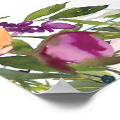 Roze Paarse Floral Green Leaves 60e verjaardag Poster (Hoek)