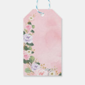 Roze Paarse Floral Greenery Elephant Baby shower Cadeaulabel (Achterkant)