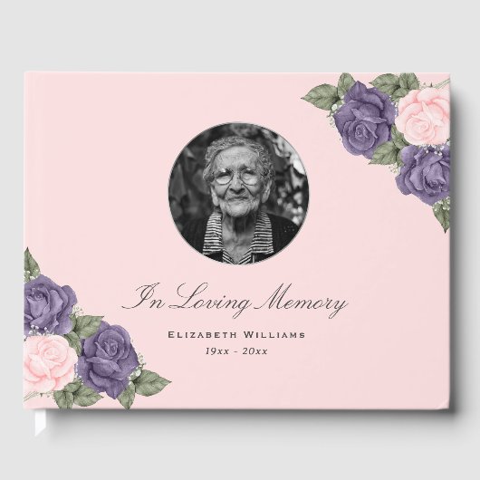 Roze Paarse Floral in het liefhebben van de foto v Gastenboek (Voorkant)