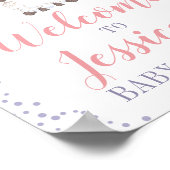 Roze Paarse Floral Lamb Baby shower Welkomstteken Poster (Hoek)