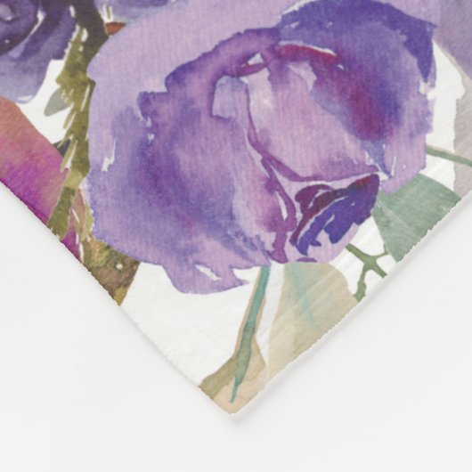 Roze Paarse Floral Monogram Naam Initiaal Fleece Deken (Hoek)