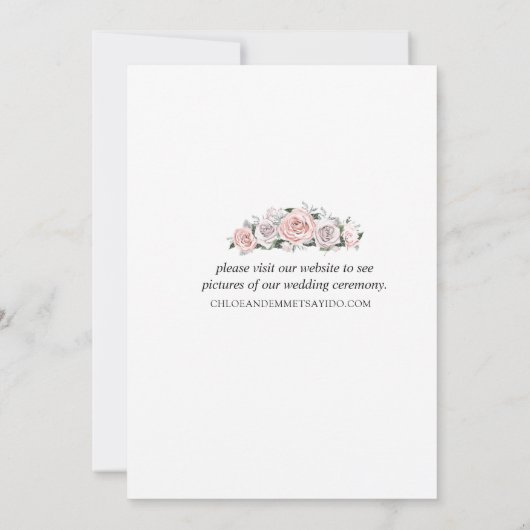 Roze Paarse Floral net getrouwd Aankondiging (Achterkant)