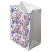 Roze Paarse Floral Peony Medium Gift Bag Medium Cadeauzakje (Voorkant Gekanteld)