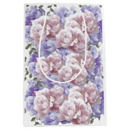 Roze Paarse Floral Peony Medium Gift Bag Medium Cadeauzakje