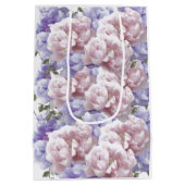 Roze Paarse Floral Peony Medium Gift Bag Medium Cadeauzakje (Achterkant)