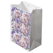 Roze Paarse Floral Peony Medium Gift Bag Medium Cadeauzakje (Achterkant Gekanteld)