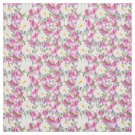Roze Paarse Floral Stof (Swatch)