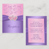 Roze, Paarse Floral verbonden met Hearts Enclosure Informatiekaartje (Voorkant / Achterkant)