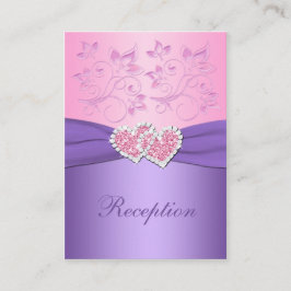 Roze, Paarse Floral verbonden met Hearts Enclosure Informatiekaartje