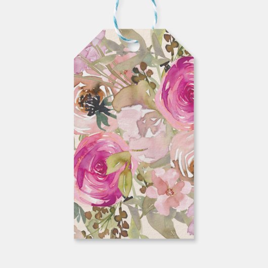 Roze Paarse Floral Verrassingsdag Dank je wel Cadeaulabel (Achterkant)