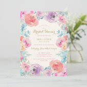 Roze Paarse  Floral Vrijgezellenfeest Kaart (Staand voorkant)