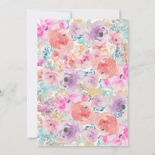 Roze Paarse  Floral Vrijgezellenfeest Kaart (Achterkant)