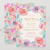 Roze Paarse  Floral Vrijgezellenfeest Kaart (Voorkant / Achterkant)