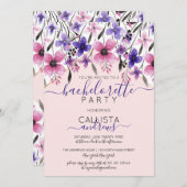 Roze Paarse Floral Waterverf Bachelorette Kaart (Voorkant / Achterkant)