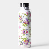 Roze Paarse Floral Waterverf op maat Waterfles (Links)