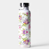 Roze Paarse Floral Waterverf op maat Waterfles (Rechts)