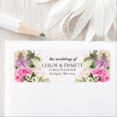 Roze Paarse Floral Weddenschap Terugkeeradres labe Etiket (Insitu)