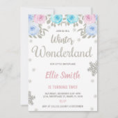 Roze Paarse Floral Winter Wonderland Birthday Kaart (Voorkant)