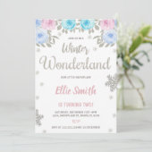 Roze Paarse Floral Winter Wonderland Birthday Kaart (Staand voorkant)