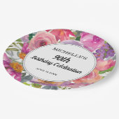 Roze Paarse Floral Women's 90th Birthday Papieren Bordje (Gekanteld)