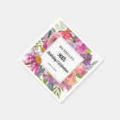 Roze Paarse Floral Women's 90th Birthday Servet (Hoek)