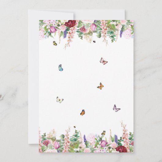 Roze Paarse Florals en Butterflies Quinceañera Kaart (Achterkant)