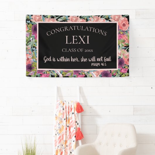 Roze Paarse Florence Afstuderen Christelijke Bijbe Spandoek (Insitu)