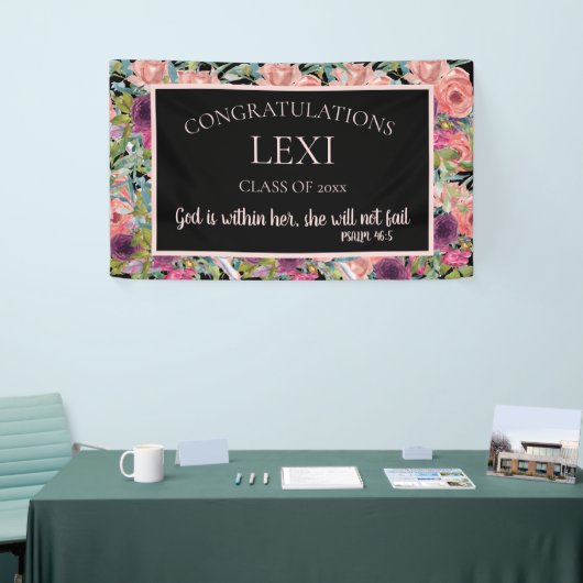 Roze Paarse Florence Afstuderen Christelijke Bijbe Spandoek (Beurs)