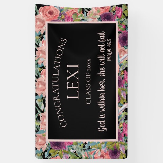 Roze Paarse Florence Afstuderen Christelijke Bijbe Spandoek (Verticaal)