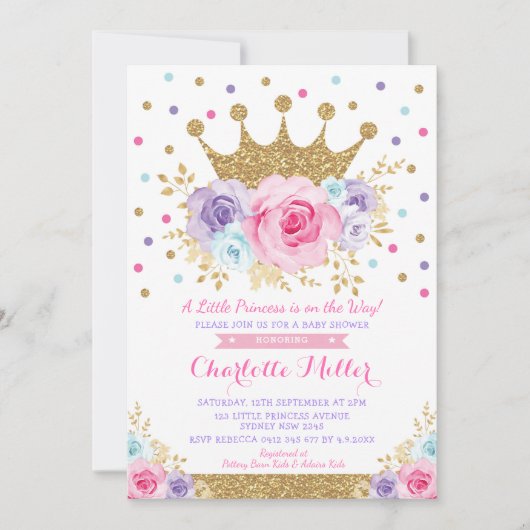 Roze Paarse Florence Baby shower Kaart (Voorkant)