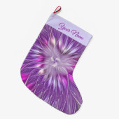 Roze Paarse Flower Star Abstract fractal Art Name Grote Kerstsok (Voorkant (Hangend))