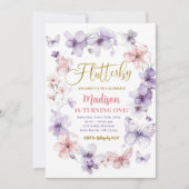 Roze Paarse Flutterby Bloemenvlinder Verjaardag Kaart (Voorkant)
