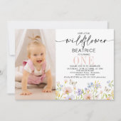 Roze Paarse foto Delicate Wildflower 1e Verjaardag Kaart (Voorkant)