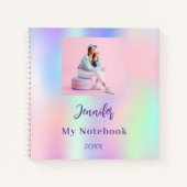 Roze paarse foto holografisch notitieboek (Voorkant)